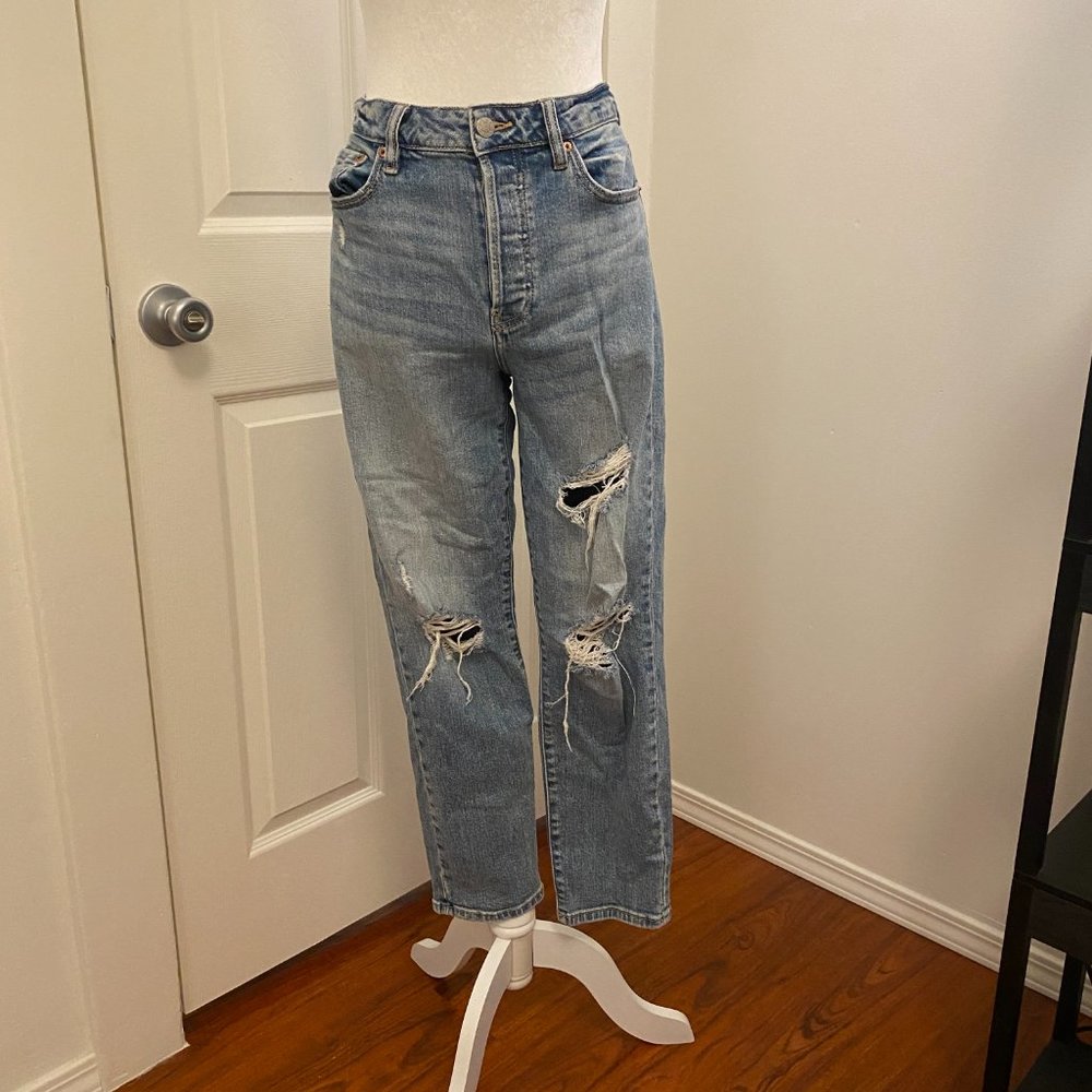 Daze Denim High Rise Ripped Straight Leg Jeans